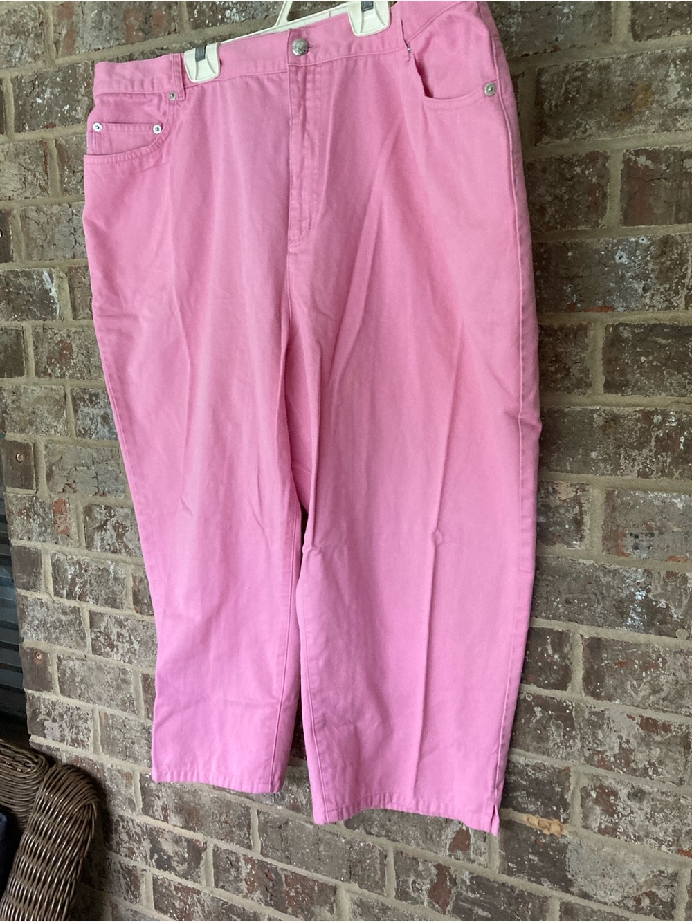 Lauren Ralph Lauren Pink Cropped Jeans Womens 22W Hot Pink Cotton Capri Pants - Picture 3 of 11